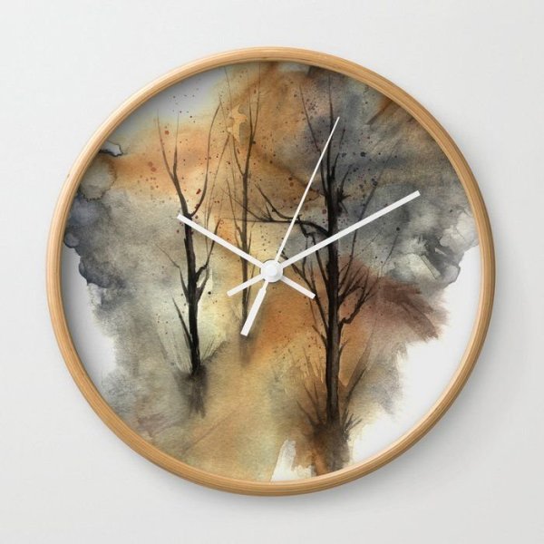 Часы акварель