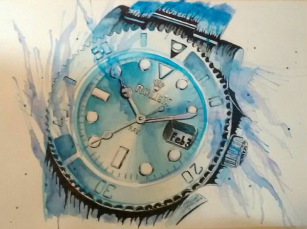 Часы акварель