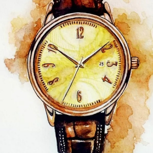 Мужские часы акварель