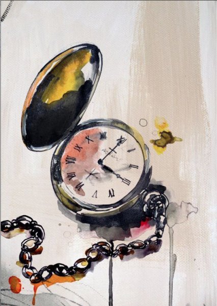 Часы акварель