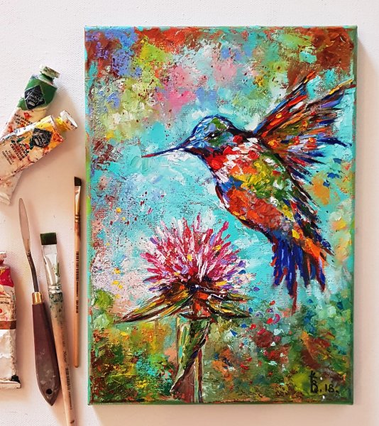 Птицы акрилом на холсте