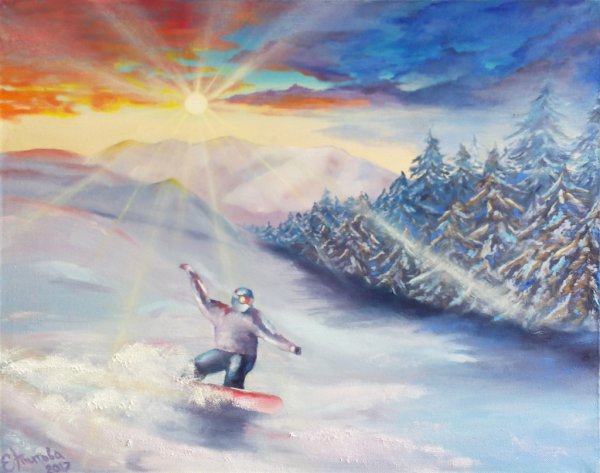 Картина горы сноуборд