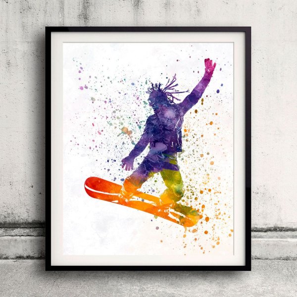 Сноуборд акварель