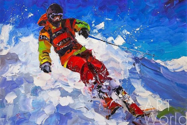 Горнолыжники живопись