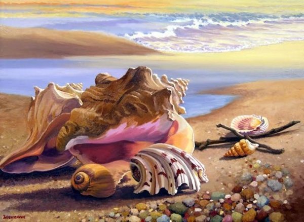 Ракушка гуашью