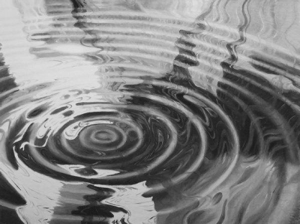 Круги на воде акварель