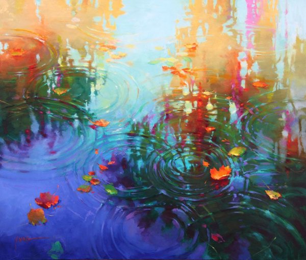 Отражение в воде маслом