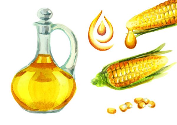 Кукурузное масло на белом фоне