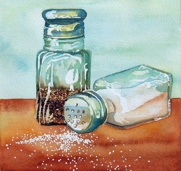 Стеклянные предметы акварелью