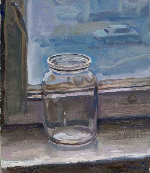 Стеклянная банка гуашью