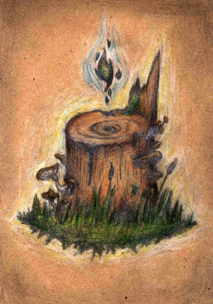 Пенек акварель