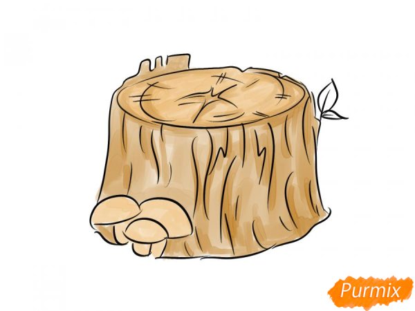 Как нарисовать пень