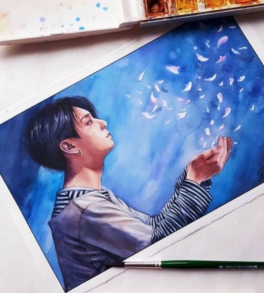 Пак Чимин портрет акварелью