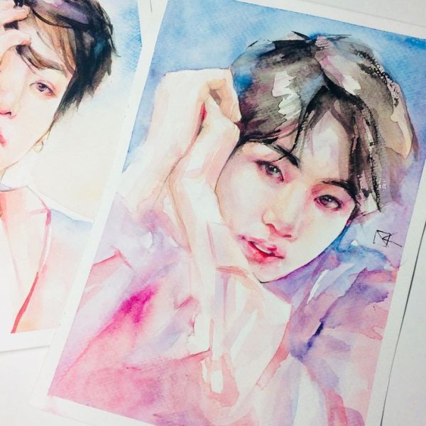 БТС акварелью Шуга