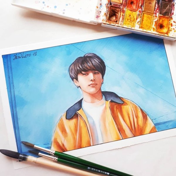 Чон Хосок акварелью