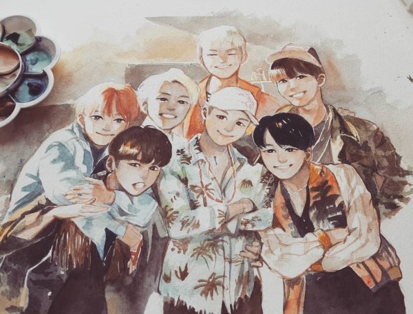 БТС акварелью Шуга