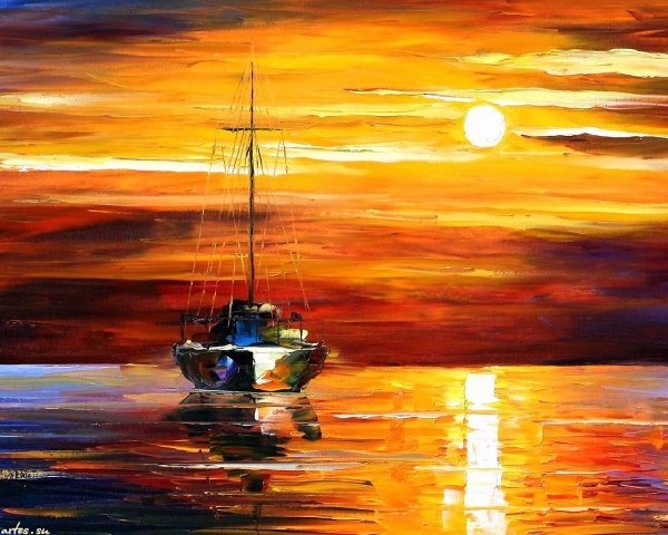 Леонид Афремов парусник закат