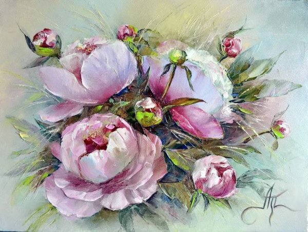 Пионы мастихином