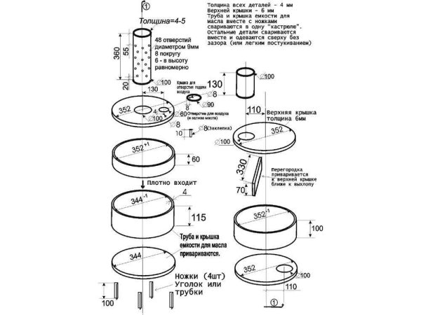 Печь на отработке для гаража своими руками чертежи