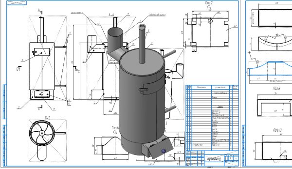 Печь бубафоня из газового баллона чертежи