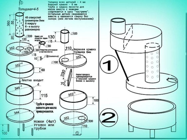 Печь Масляное на отработки схема