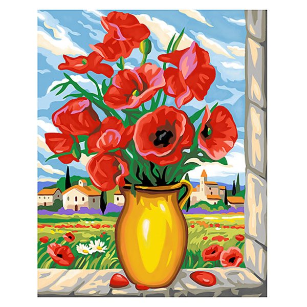 Ваза с цветами гуашью