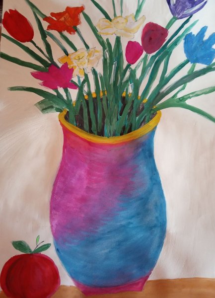 Рисование для детей ваза с цветами