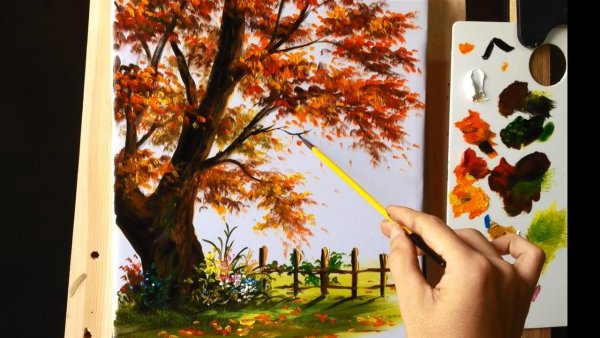 Рисование акрилом на дереве