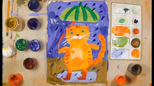 Рисуем радугу красками