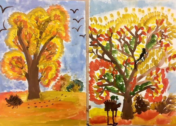 Рисование в средней группе осень