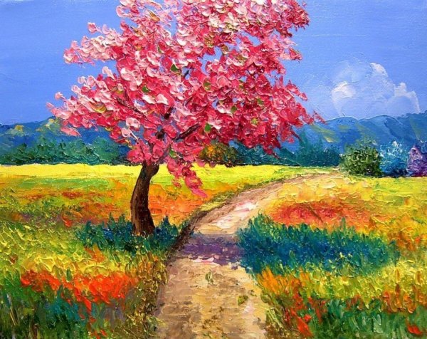 Пейзаж красками