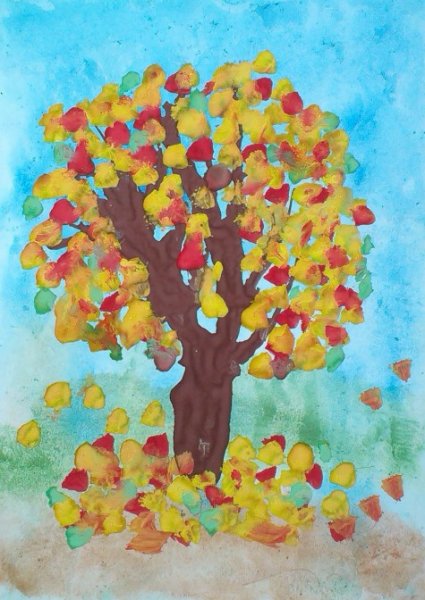 Рисование осеннее дерево
