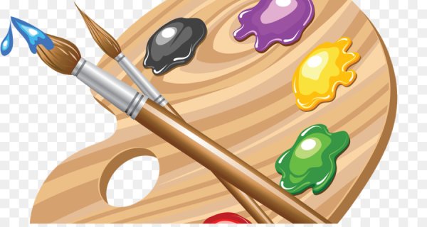 Кисточки и краски на прозрачном фоне