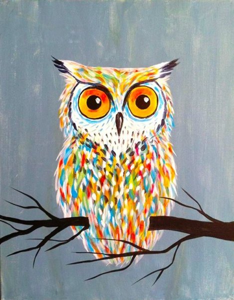 Рисуем сову красками
