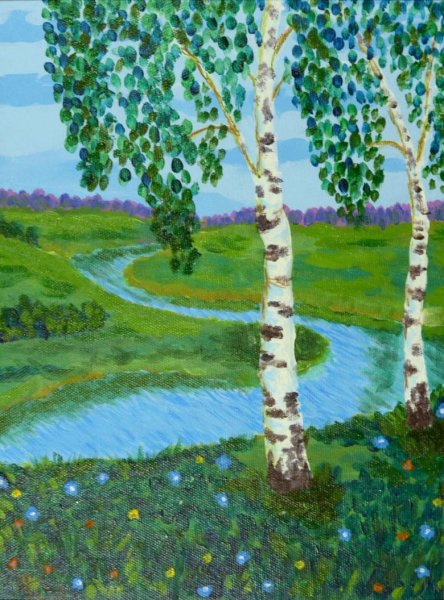Рисунки берёзы на выставку