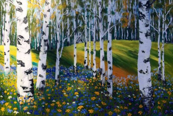 Летний пейзаж гуашью