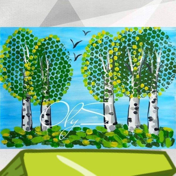 Правополушарное рисование березы