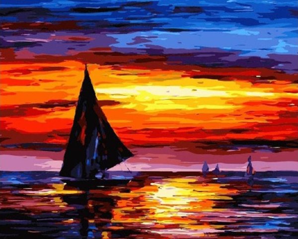 Морской пейзаж гуашью