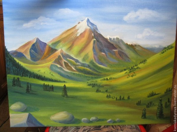 Горы рисунок красками