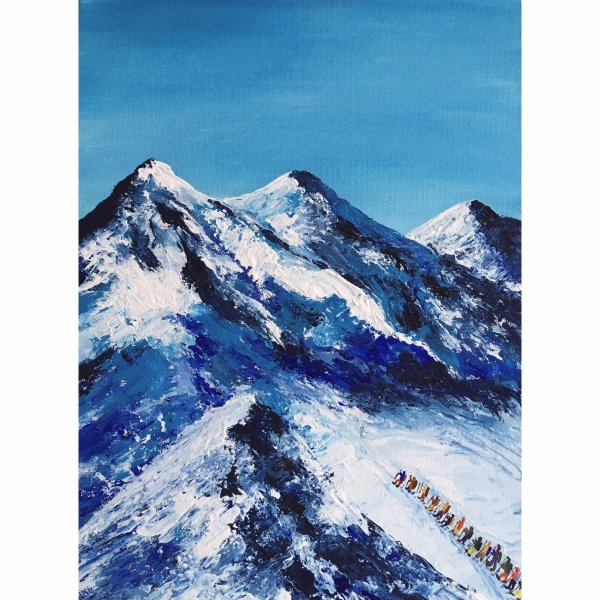 Снежные горы акрилом