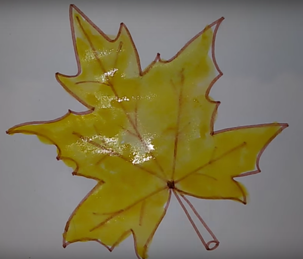 Кленовый лист красками