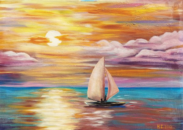 Рисование морской пейзаж