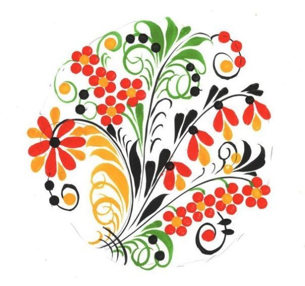 Травяной орнамент хохломской росписи