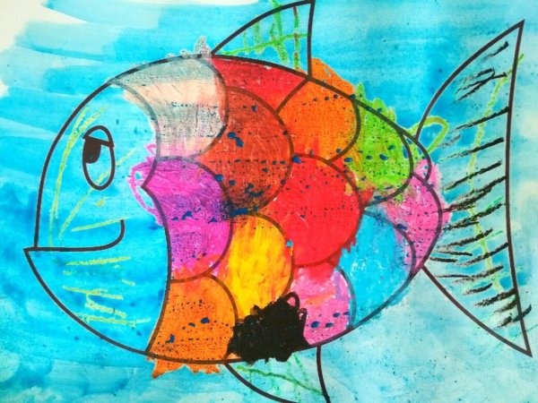 Цветы восковыми мелками