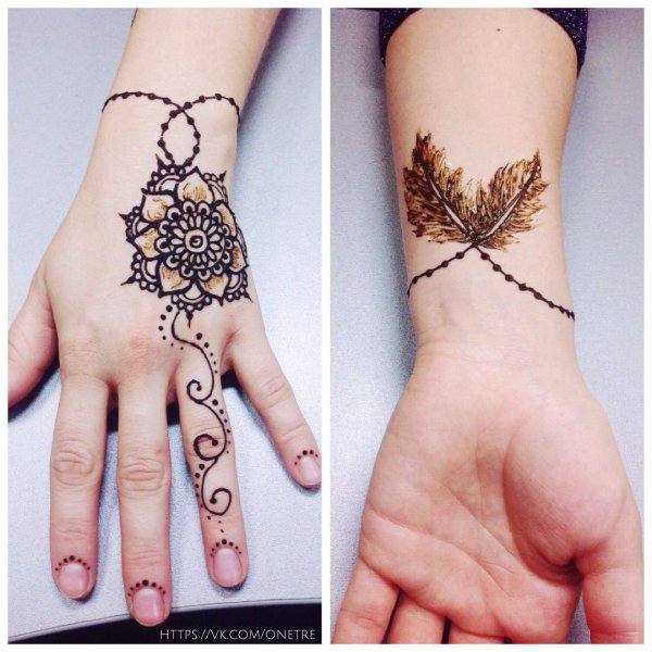 Рисунки хной на запястье