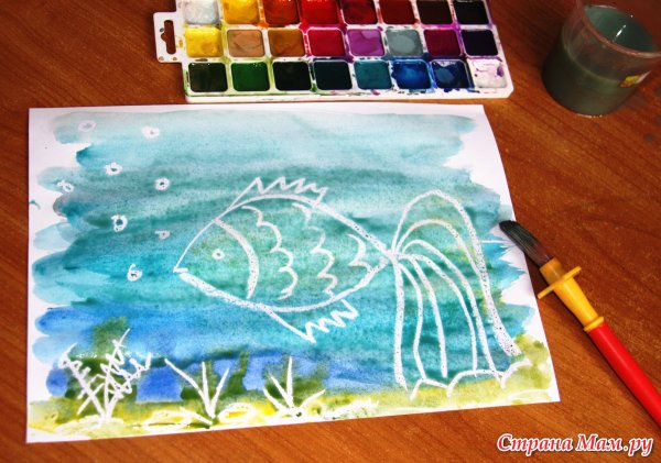 Рисование восковыми мелками на бумаге для детей