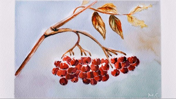 Рисование осенняя ветка