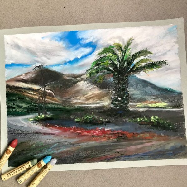 Рисование масляными мелками