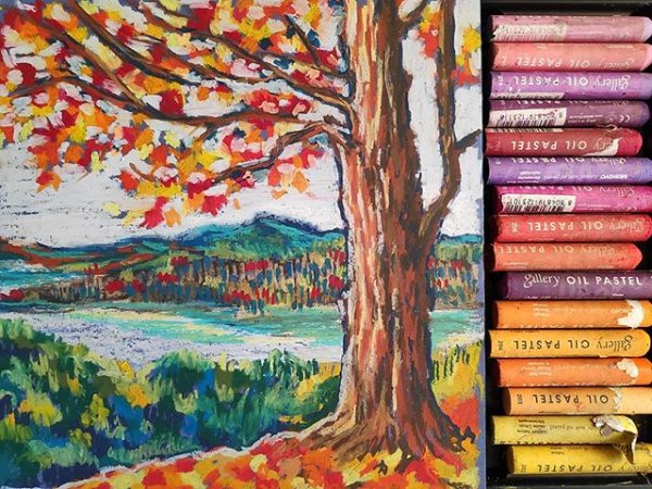 Осень восковые мелки