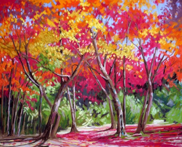 Осень пастельными мелками